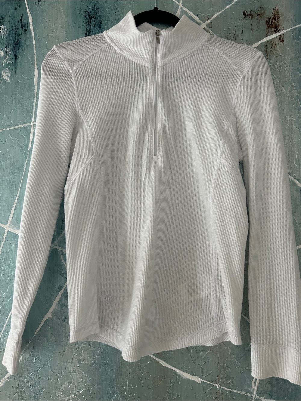 Lauren Ralph Lauren White Waffle-Knit Half-Zip Top